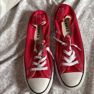 Converse Red Low-Top Canvas Sneakers with White Accents